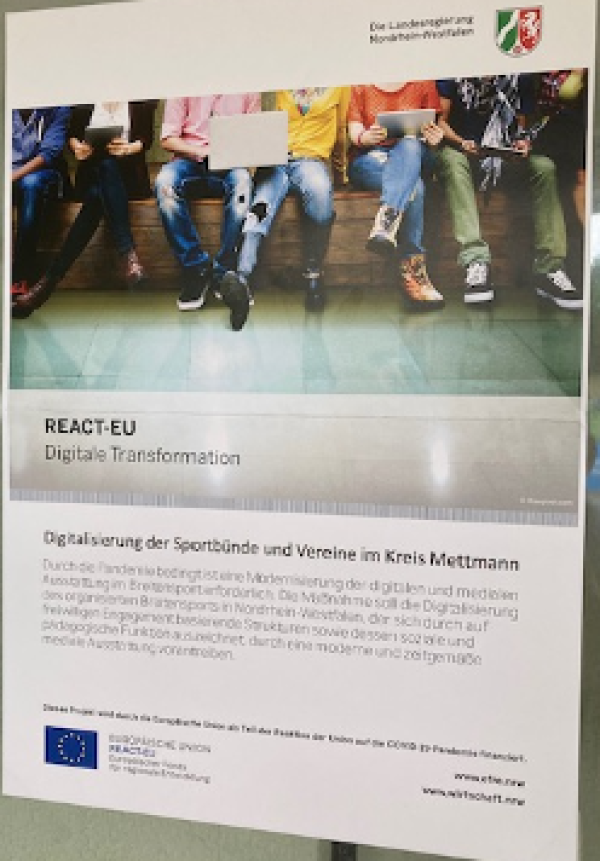 REACT-EU-Förderprogramm „Digitalisierung gemeinnütziger Sportorganisationen in NRW“