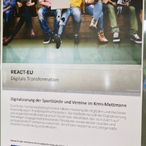 REACT-EU-Förderprogramm „Digitalisierung gemeinnütziger Sportorganisationen in NRW“