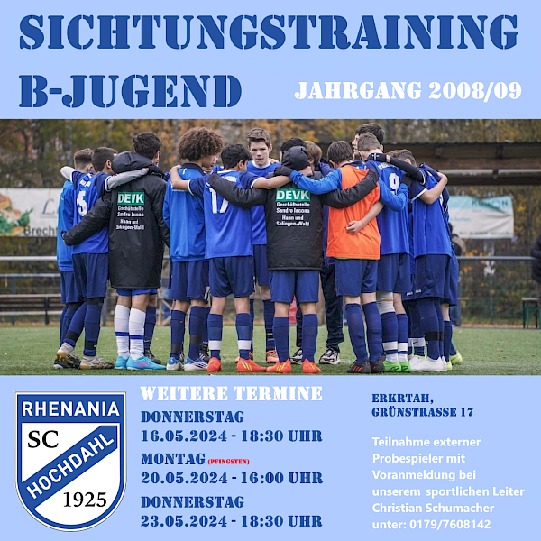Sichtungstraining B-Jugend - weitere Termine